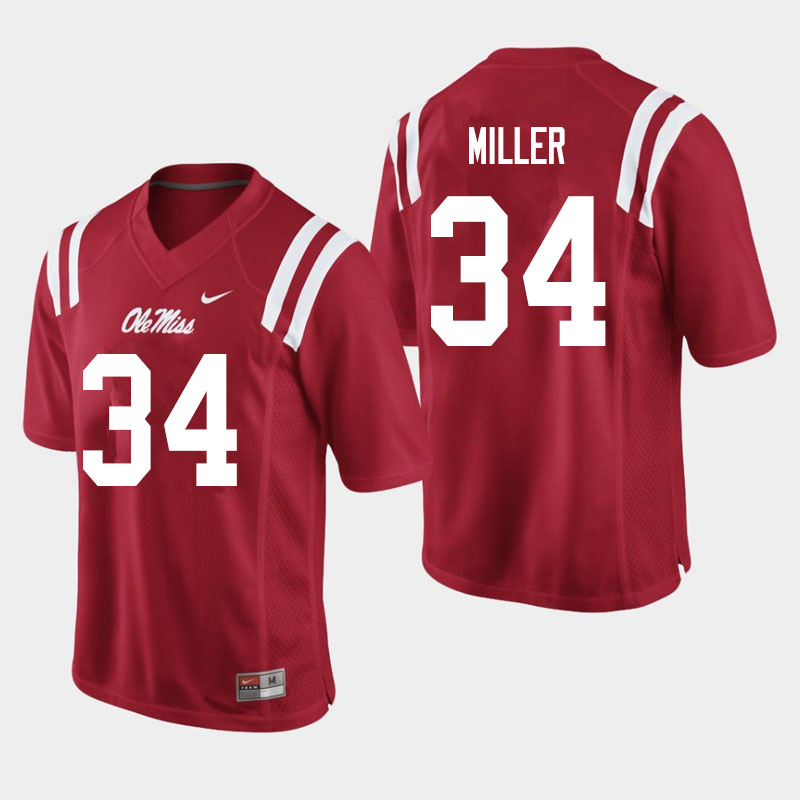 Zavier Miller Ole Miss Rebels NCAA Men's Red #34 Stitched Limited College Football Jersey MEA6158YY